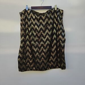 Zenobia Black and Gold Chevron Mini Skirt